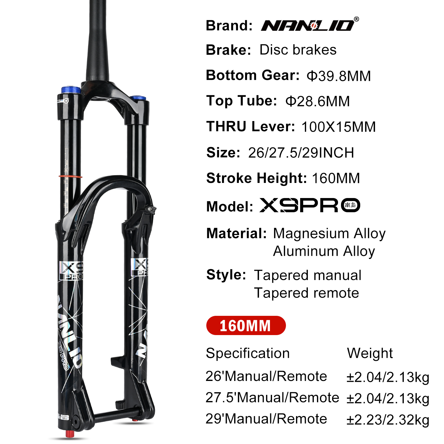 Nanlio X9PRO BK MTB Air Suspen - Mtb Fork Air recensione e prezzo