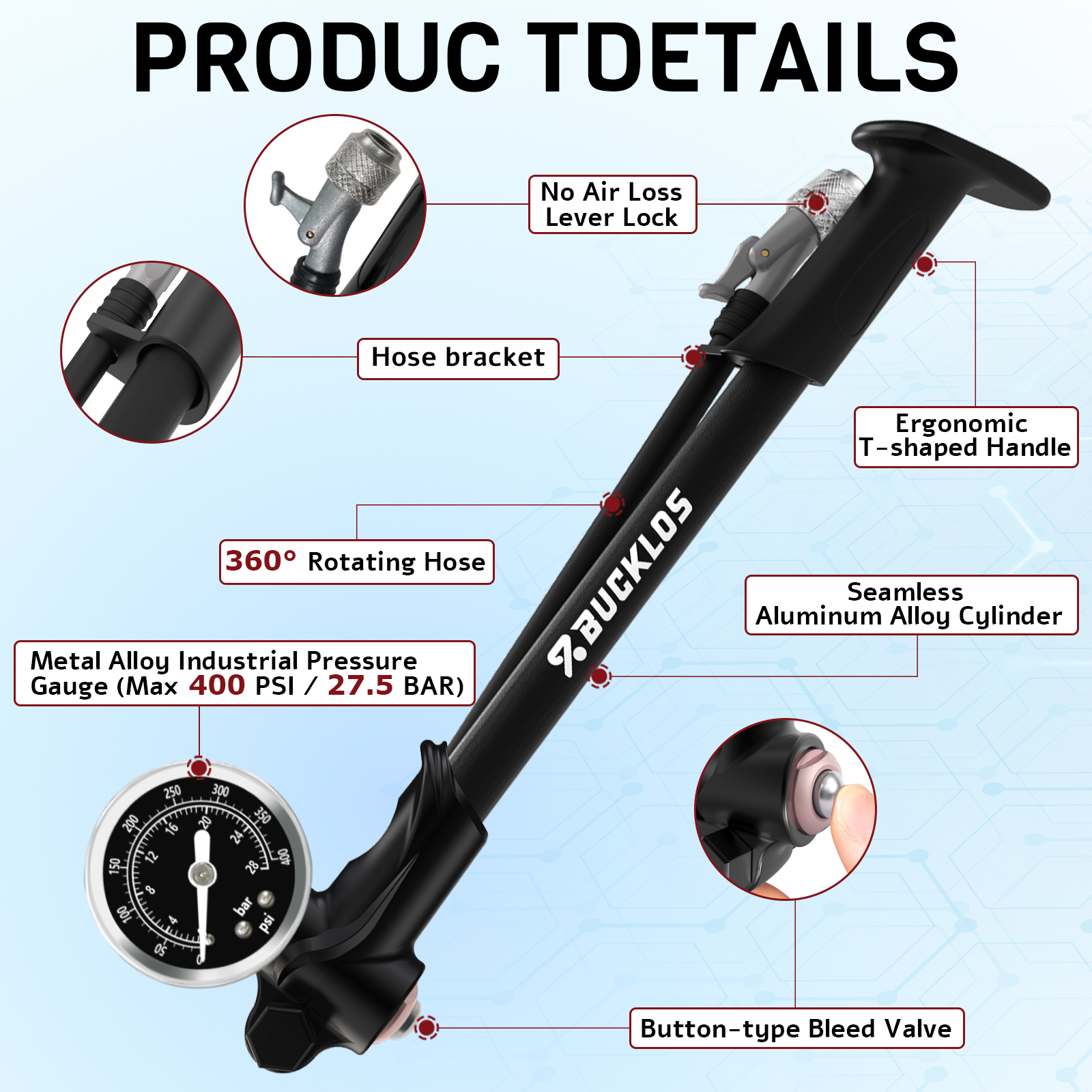 BUCKLOS 400PSI Bicycle Shock P - Mtb Fork Air recensione e prezzo